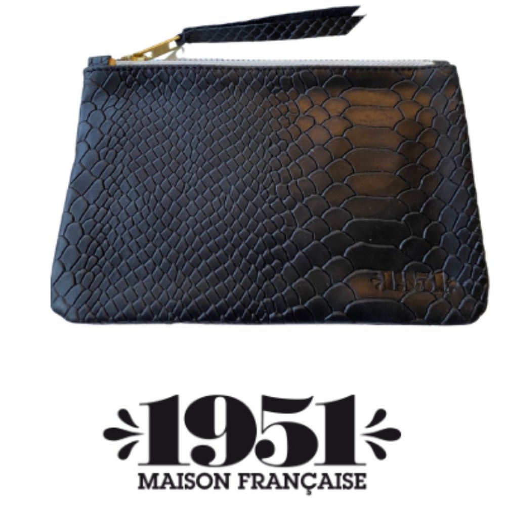 1951 Maison Francaise Black Python Clutch Medium